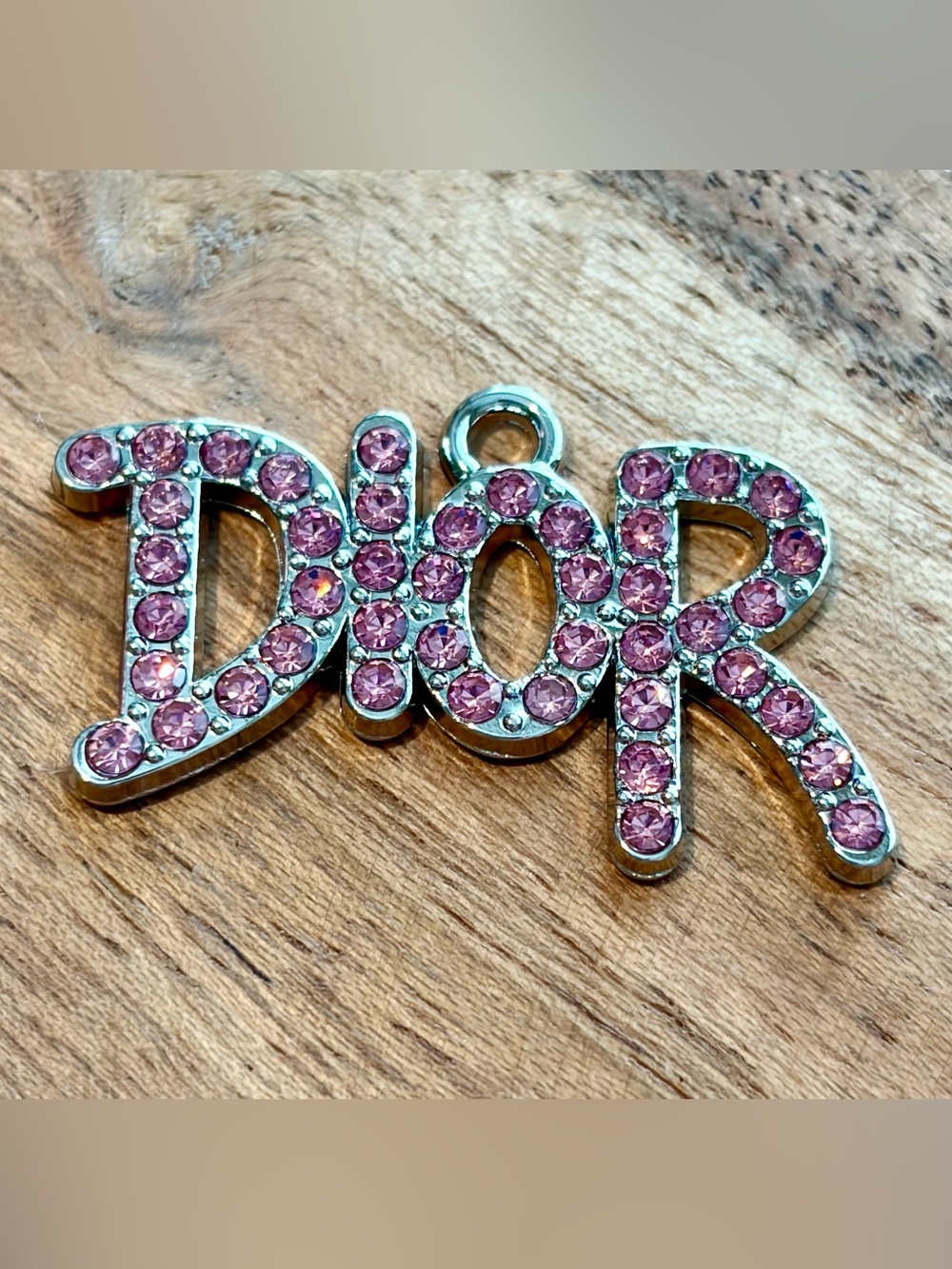 Dior Silver-Tone with pink Crystal Letter Pendant